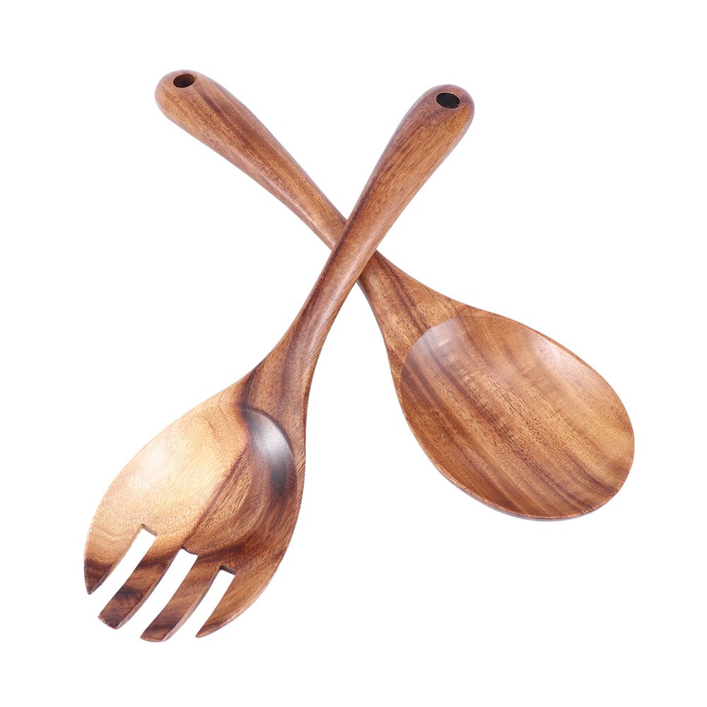 Wooden salad servers crossed