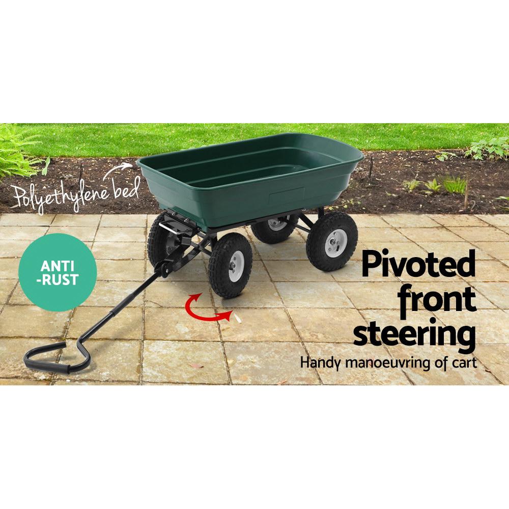 75L green garden cart with notations