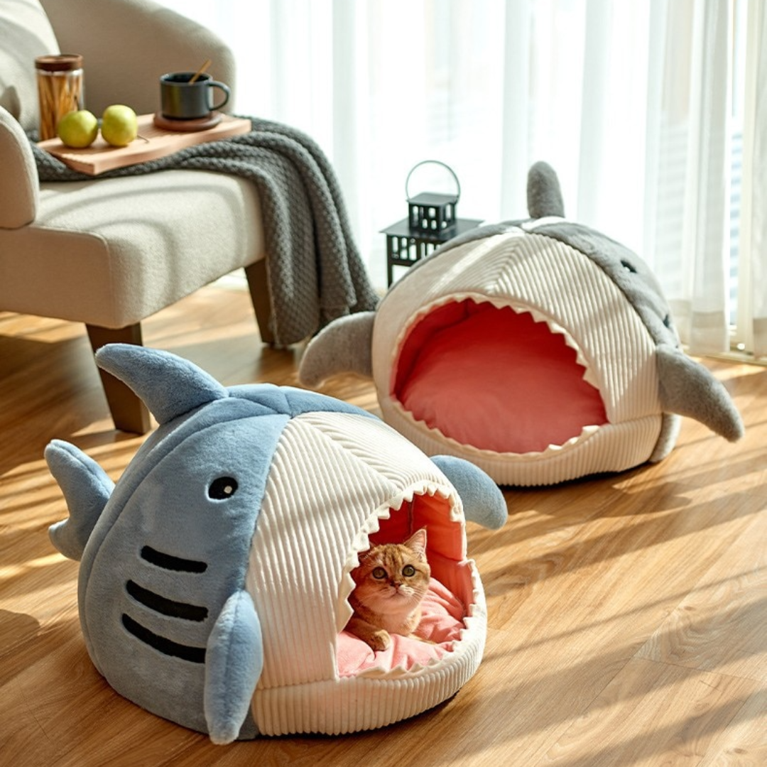 Pet cat dog bed, shark, 2 colours