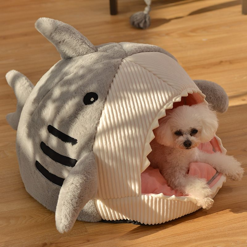 Pet cat dog bed, shark, 2 colours