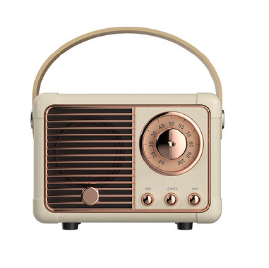 Cream rose gold vintage retro inspired speaker with handle