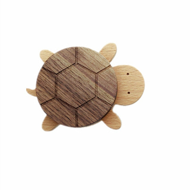 Timber wood turtle wall hook handle