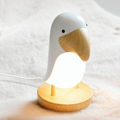 White and timber toucan night light