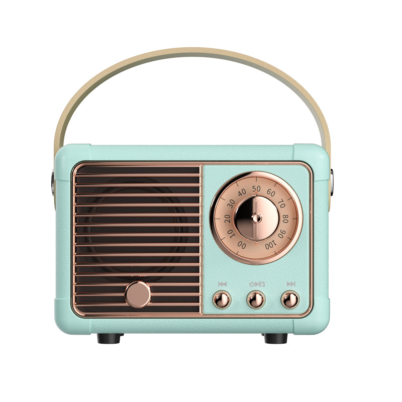 Pastel mint green blue aqua rose gold vintage retro inspired speaker with handle