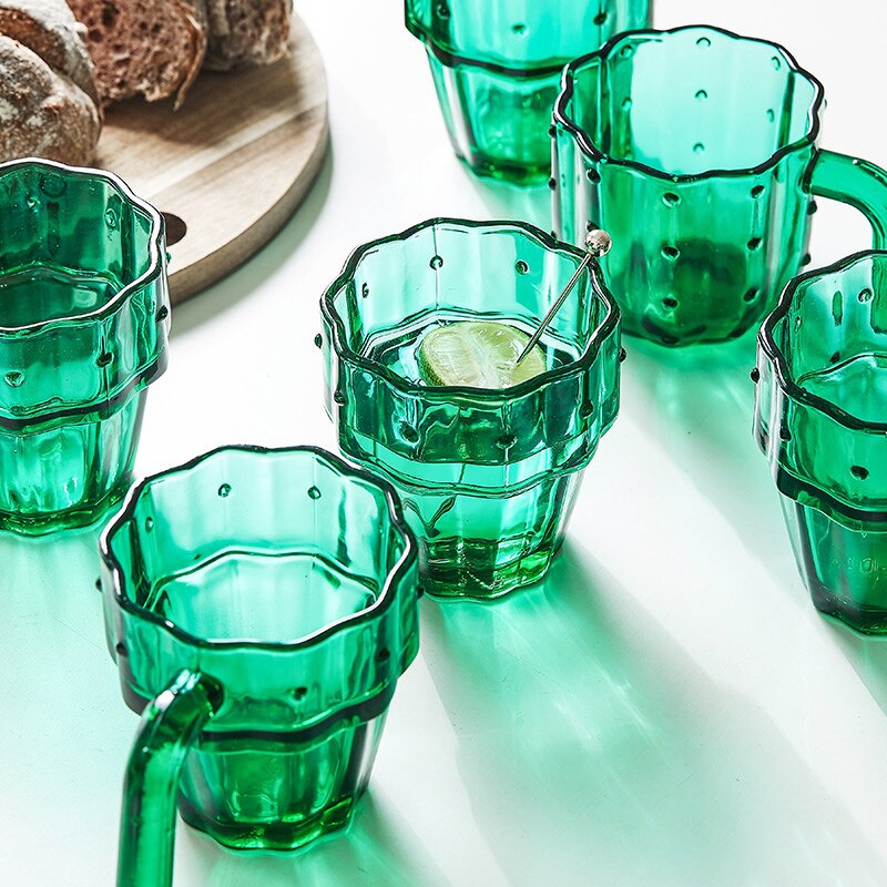 Stackable green cactus glasses