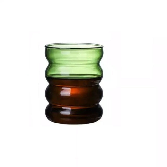 Green wave shaped drinking glasses