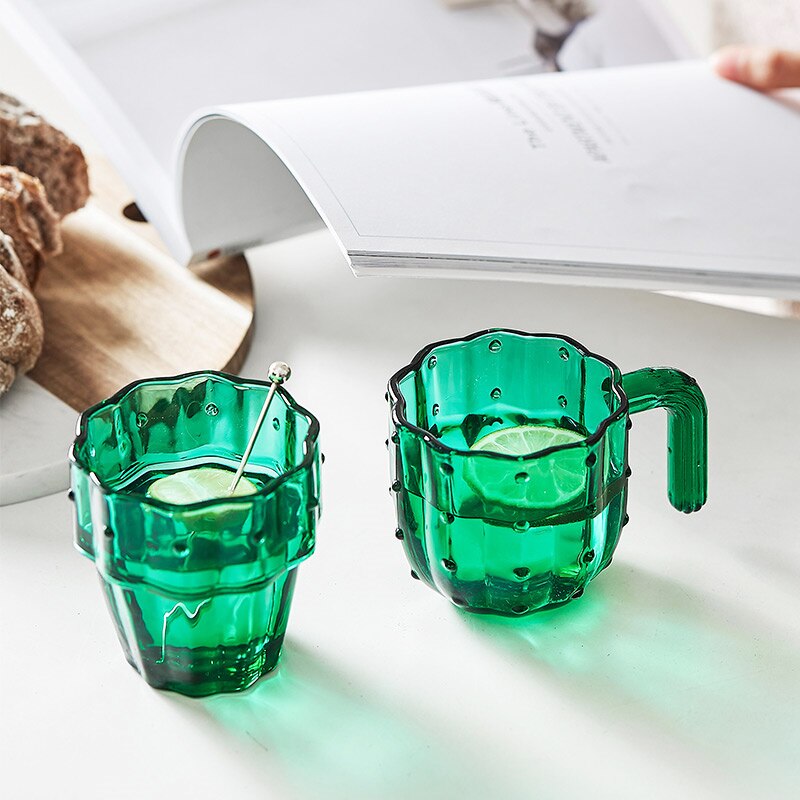 Stackable green cactus glasses