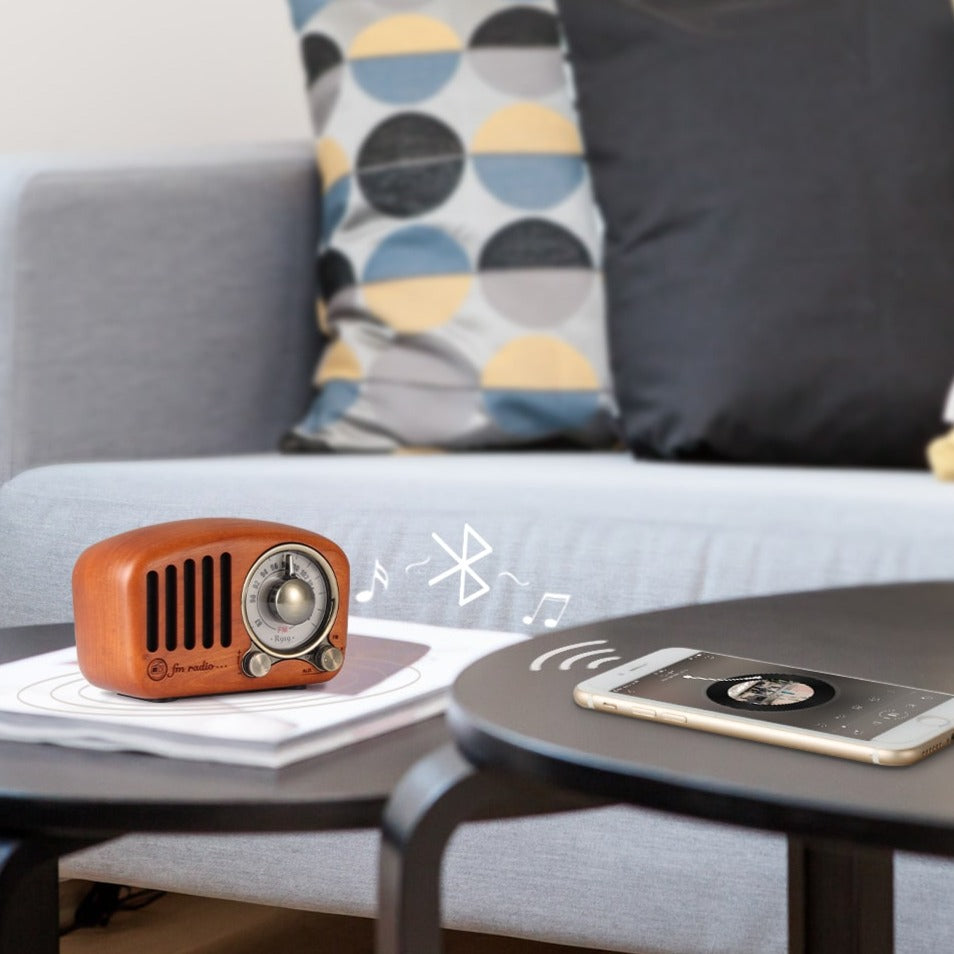 Cherrywood retro radio speaker living room