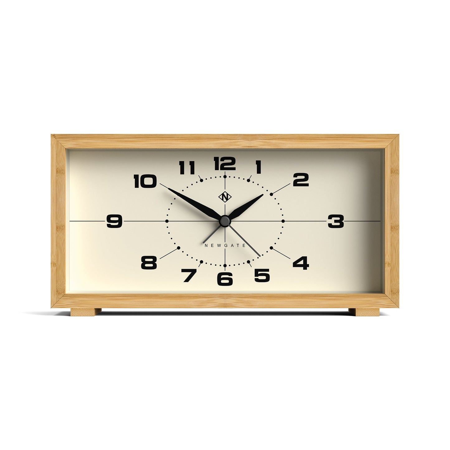 Retro inspired rectangular alarm clock made from bamboo with cream face