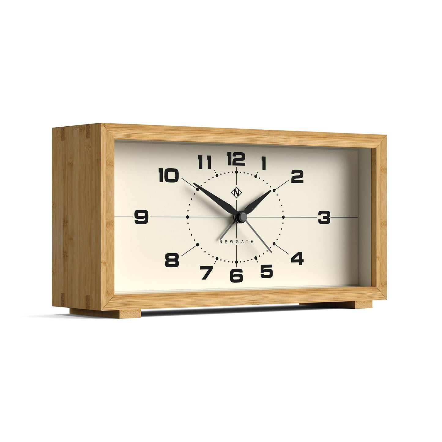 Retro inspired rectangular alarm clock made from bamboo with cream face