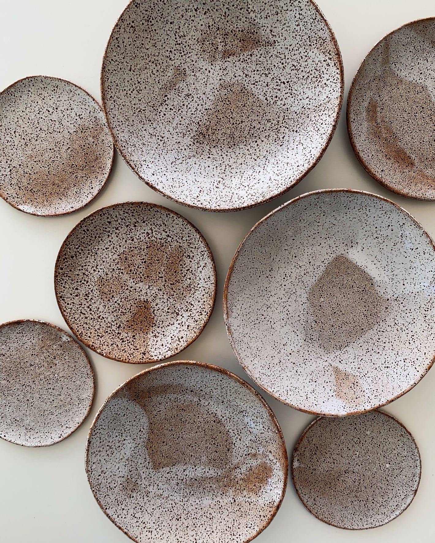 Speckled cream and brown handmade ceramic plates