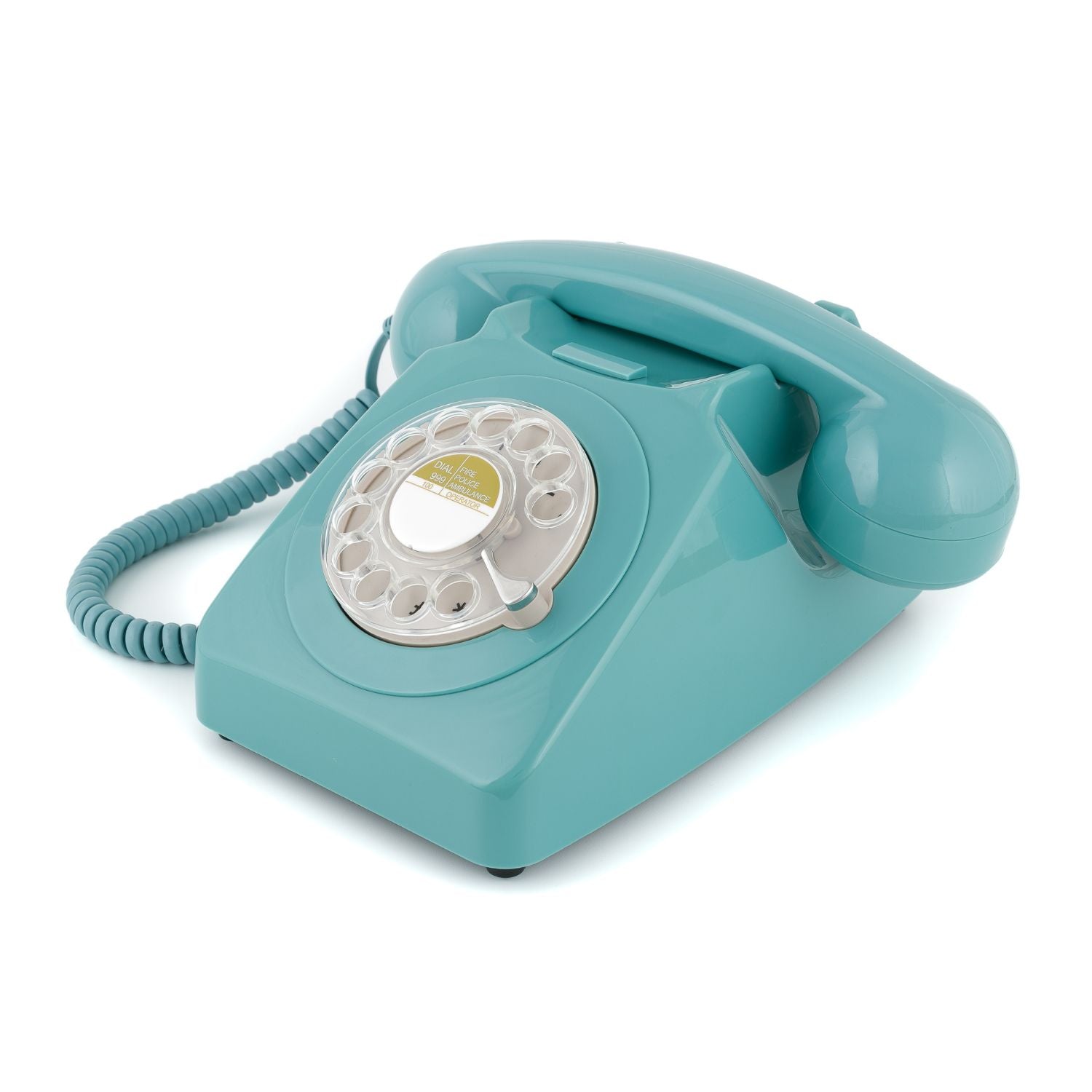 Blue retro style working telephone