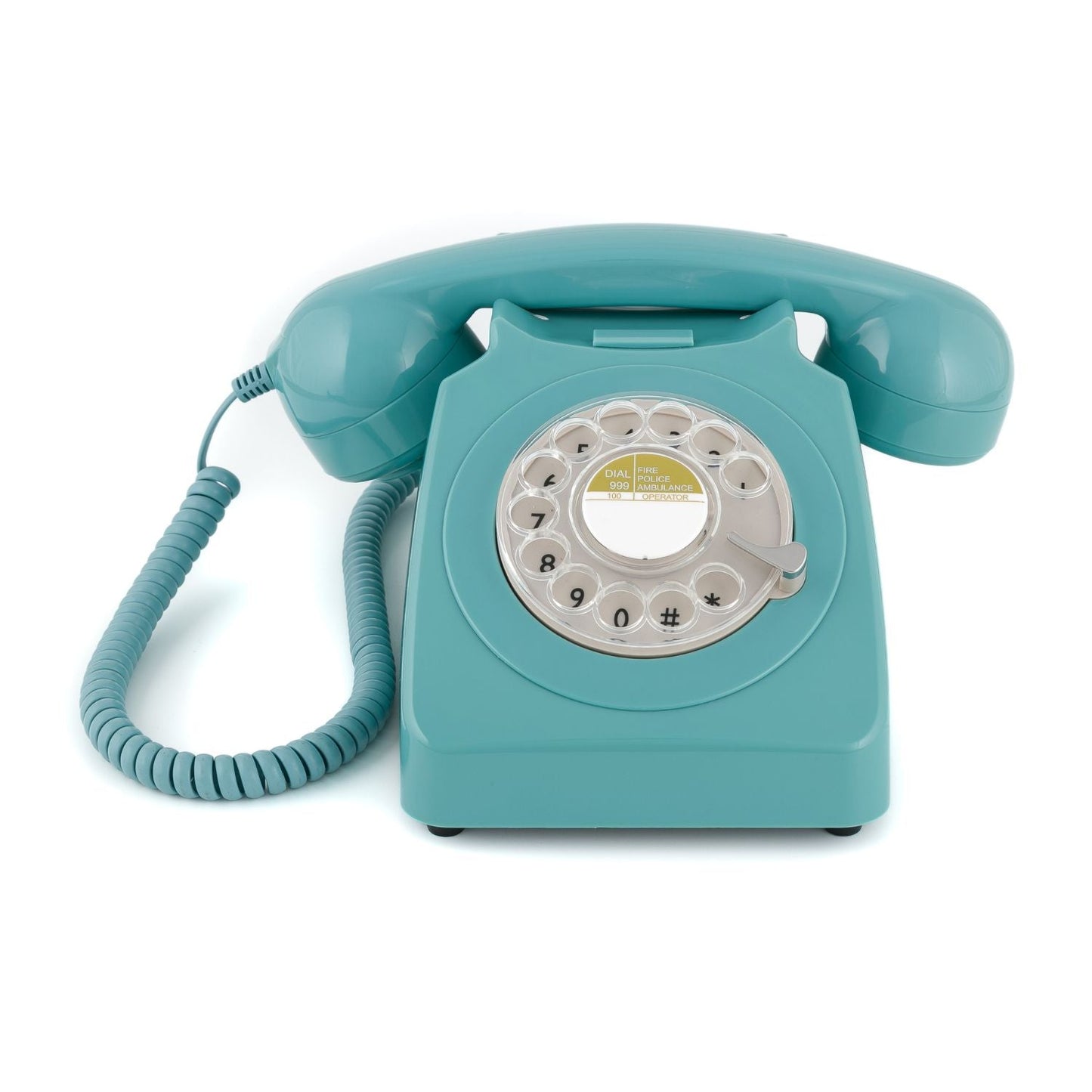 Blue retro style working telephone