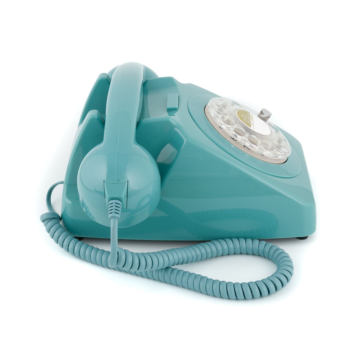 Blue retro style working telephone