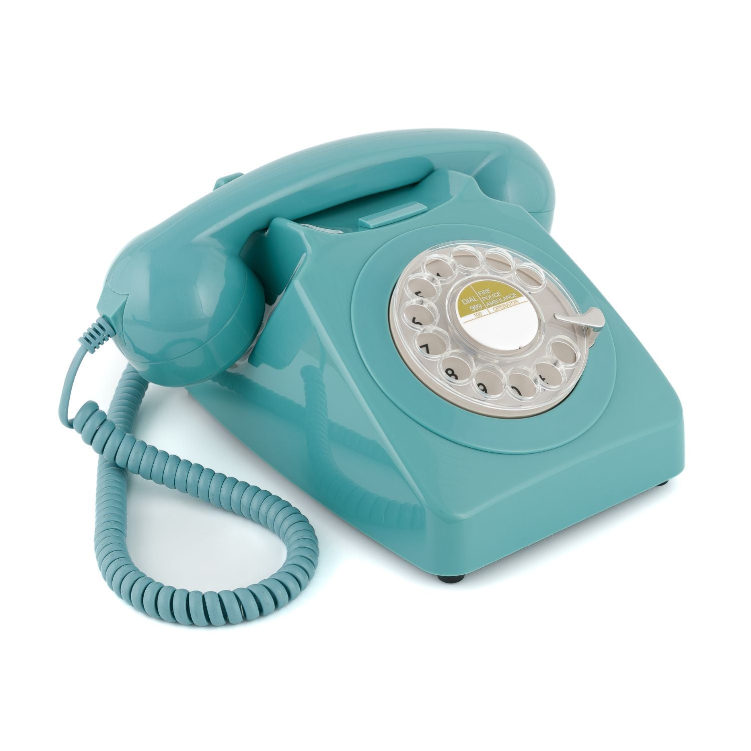 Blue retro style working telephone