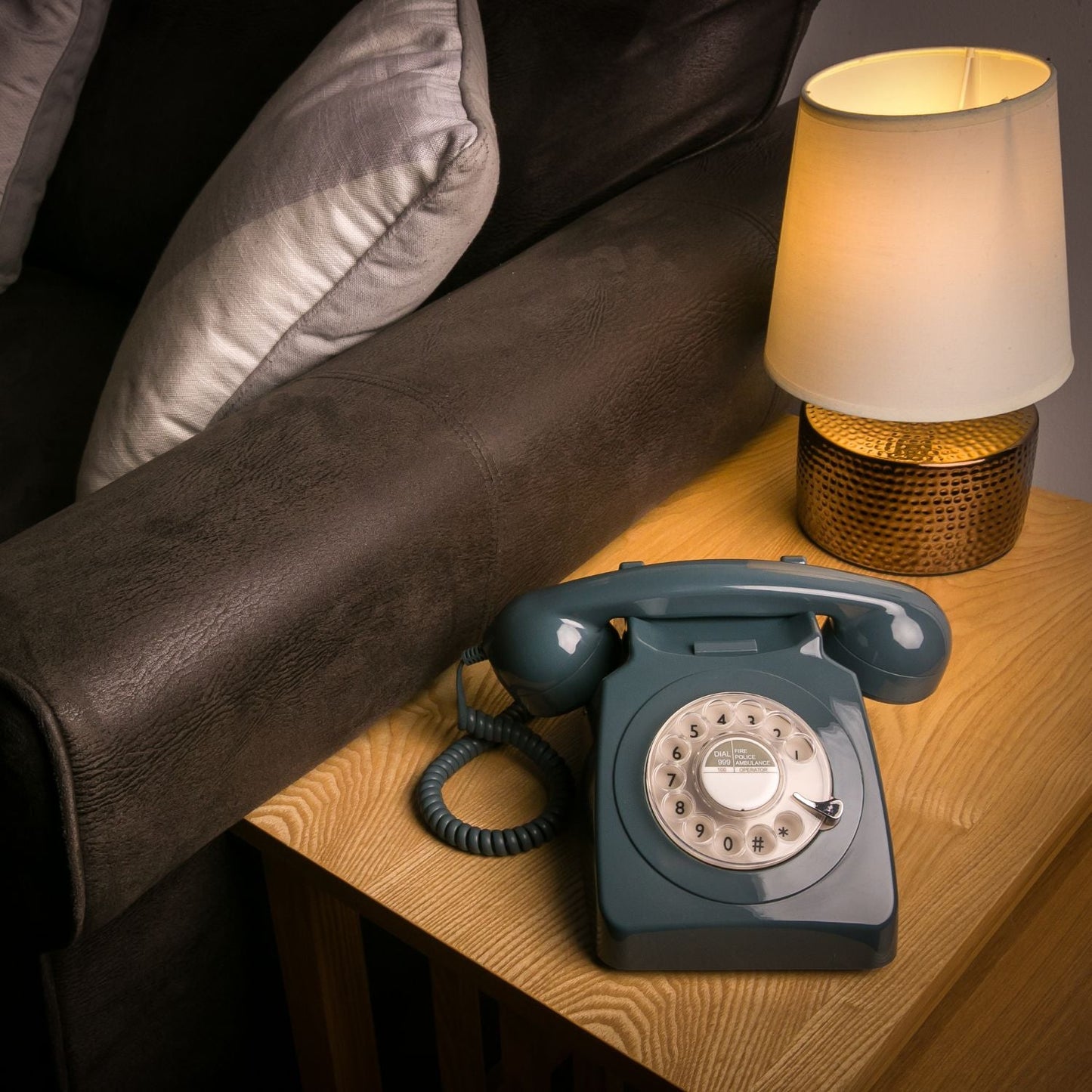 Grey retro style working telephone