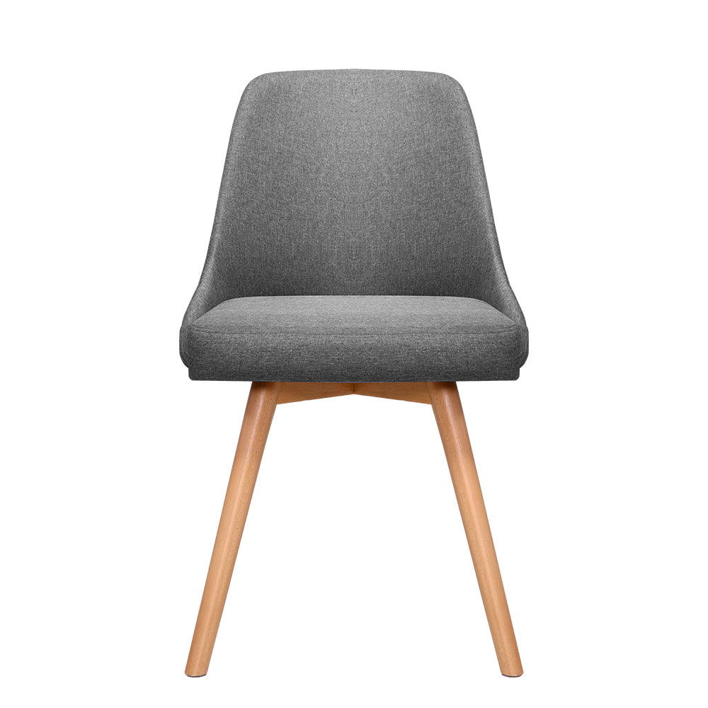 Beech wood and grey fabric upholstered dining chair