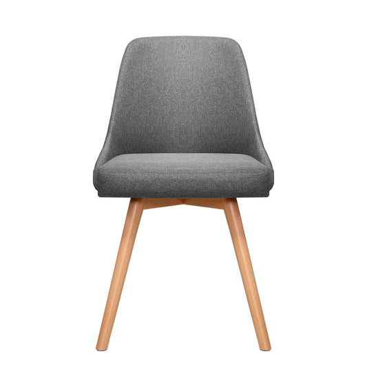 Beech wood and grey fabric upholstered dining chair