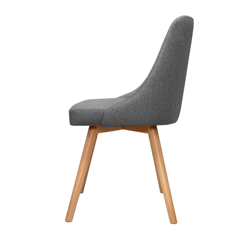 Beech wood and grey fabric upholstered dining chair