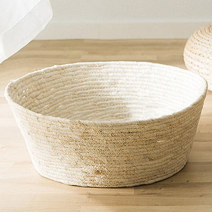 Woven basket on timber floor