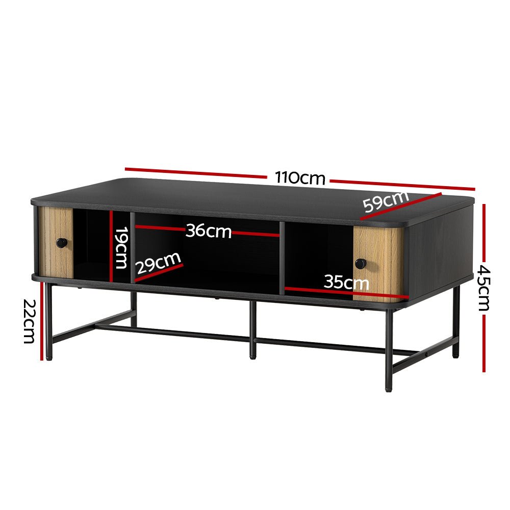 Two Tone Modern Style Coffee Table Sliding Drawer Doors-2