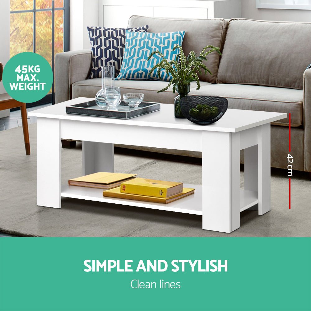 Lift Up Storage Coffee Table White-3