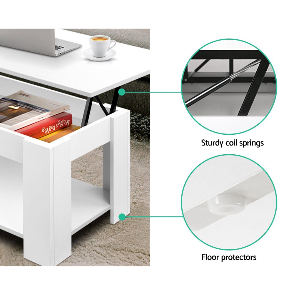 Lift Up Storage Coffee Table White-6