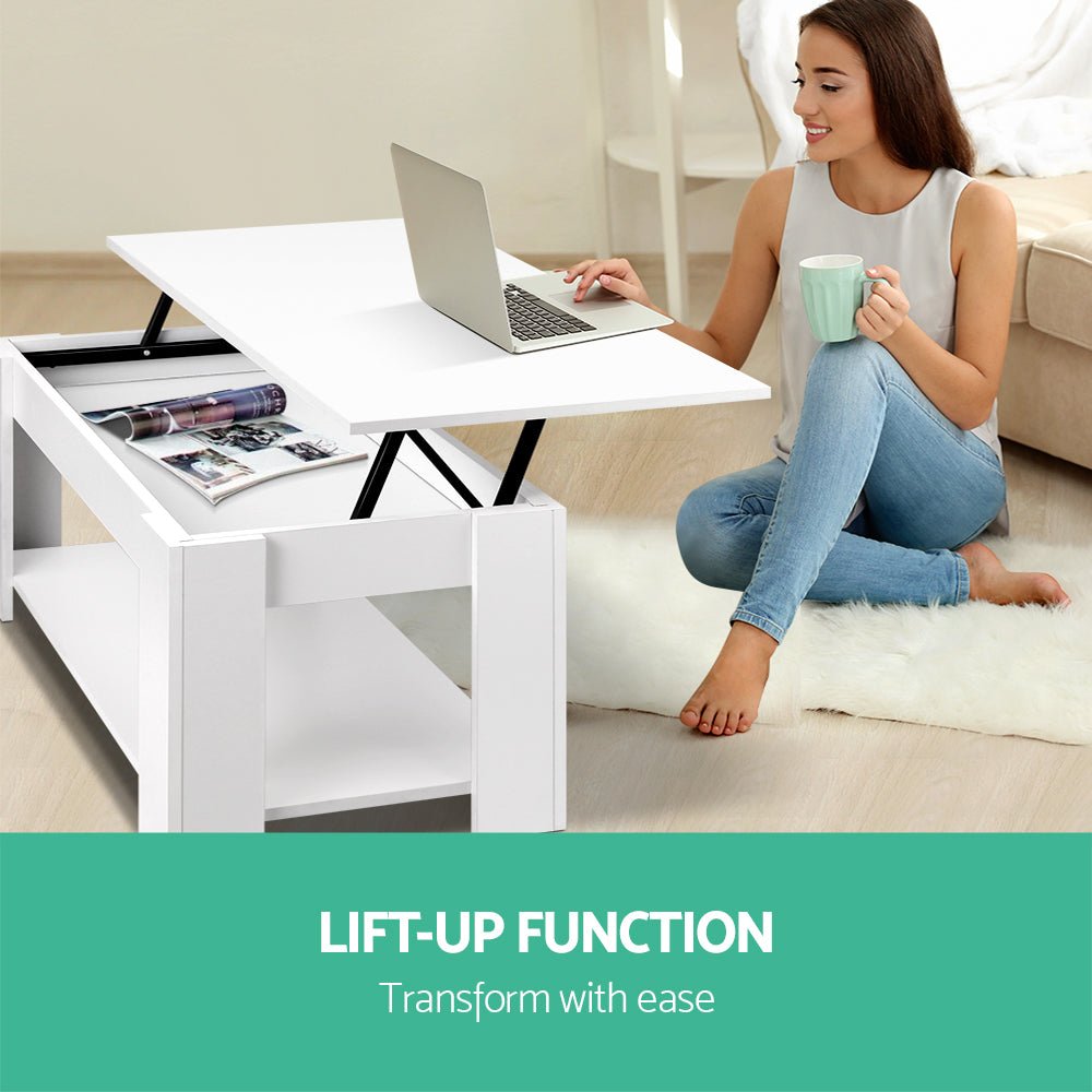 Lift Up Storage Coffee Table White-4