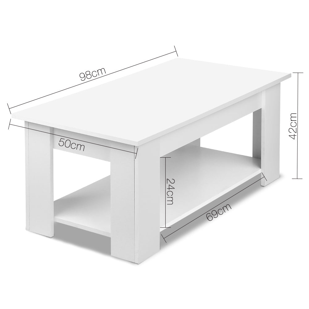 Lift Up Storage Coffee Table White-2