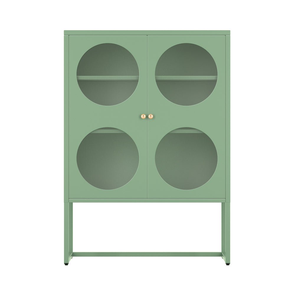 Ella Buffet Sideboard Metal Locker Display Cabinet Green-3