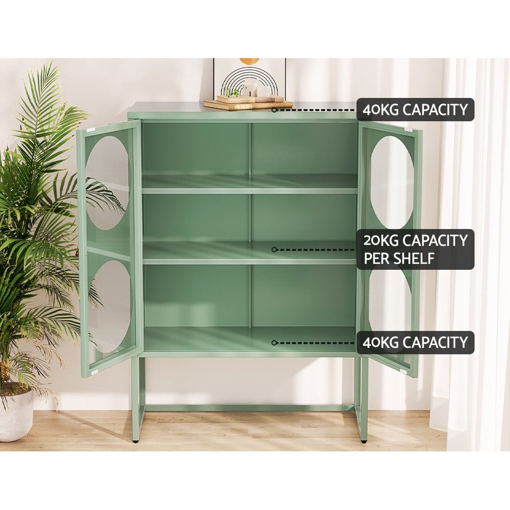 Ella Buffet Sideboard Metal Locker Display Cabinet Green-5