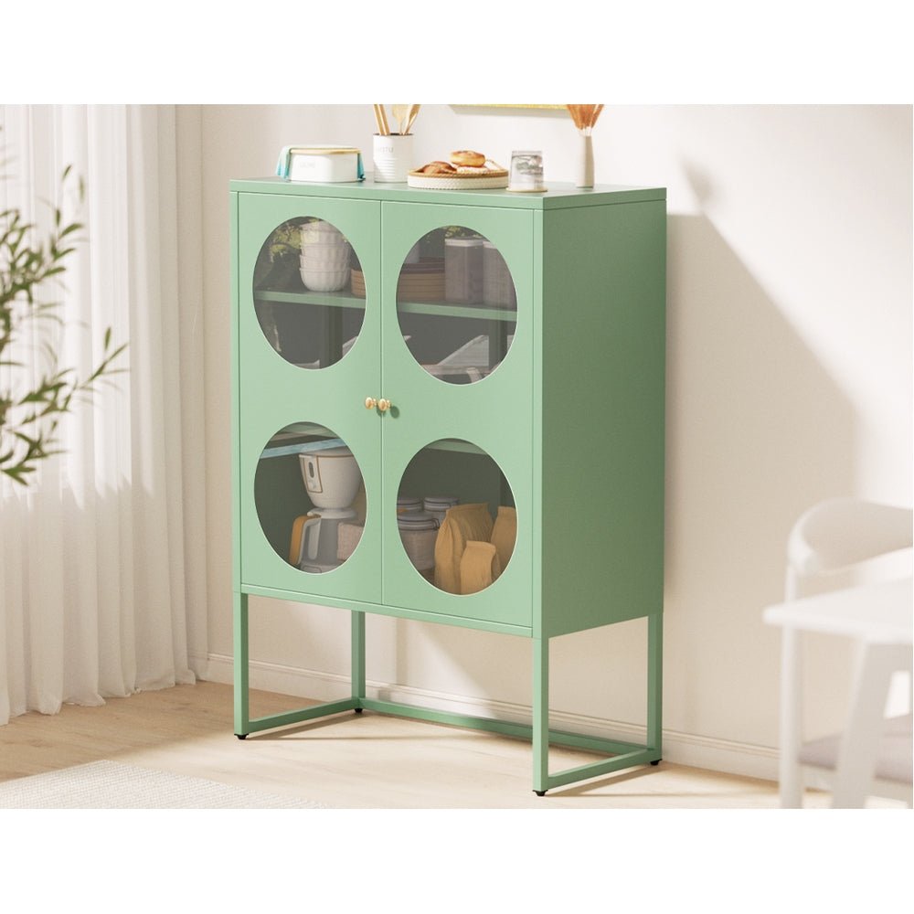 Ella Buffet Sideboard Metal Locker Display Cabinet Green-4