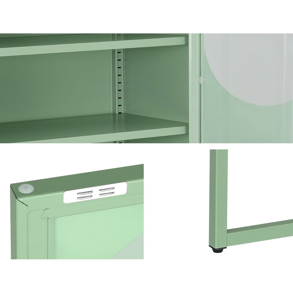 Ella Buffet Sideboard Metal Locker Display Cabinet Green-6