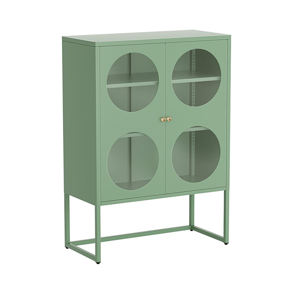 Ella Buffet Sideboard Metal Locker Display Cabinet Green-1