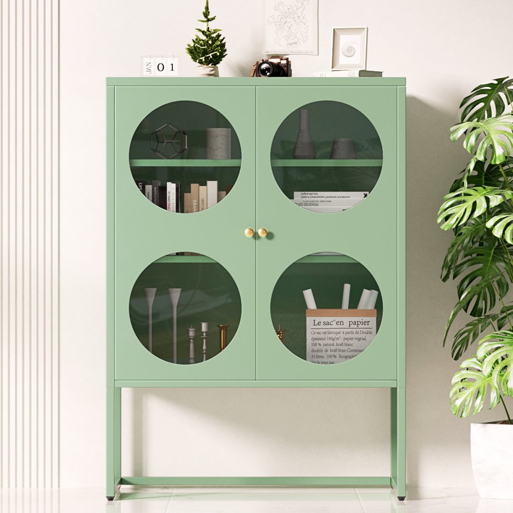 Ella Buffet Sideboard Metal Locker Display Cabinet Green-0