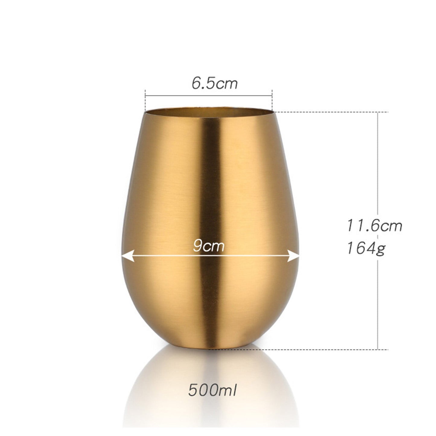 Gold stainless steel tumbler with dimensions