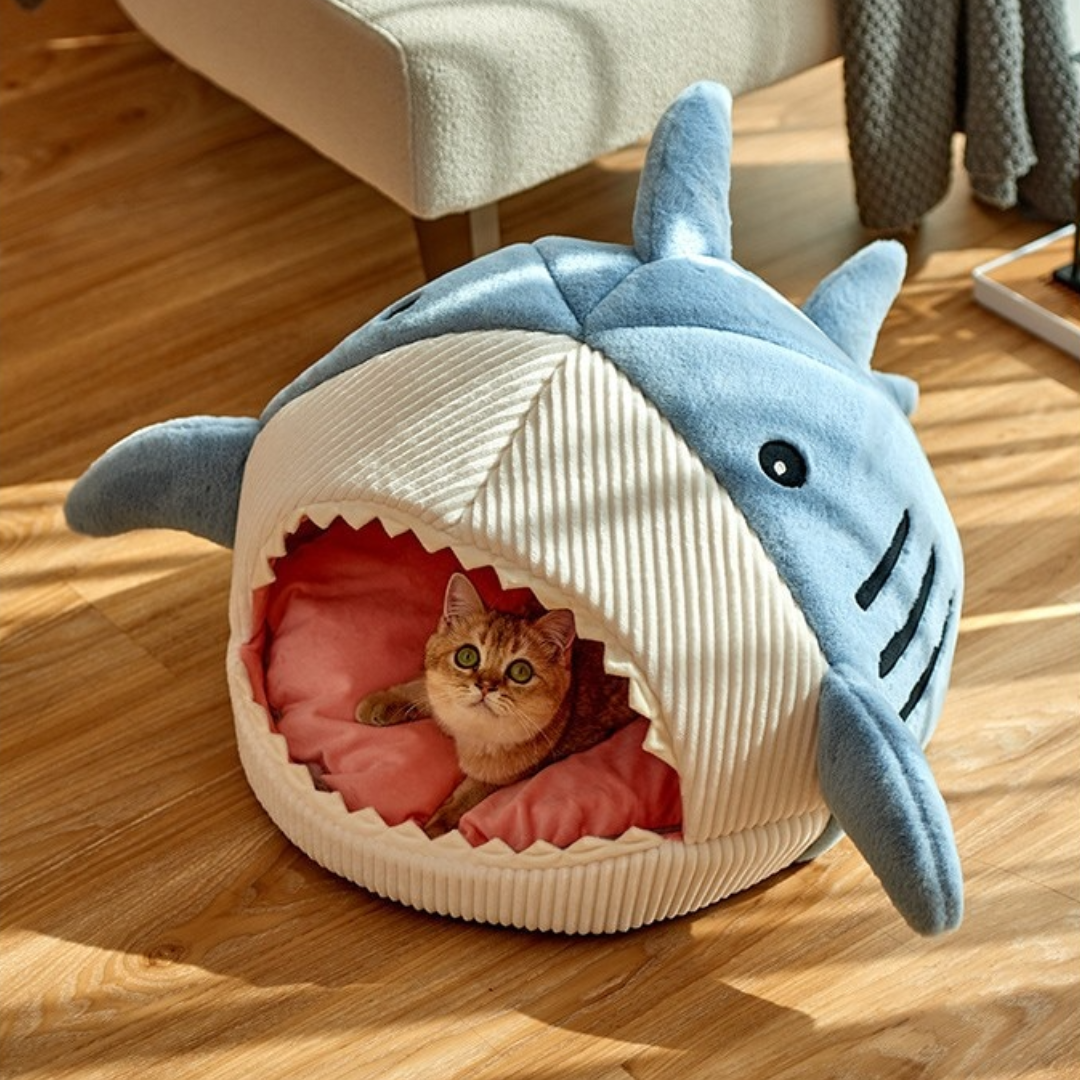 Pet cat dog bed, shark, 2 colours