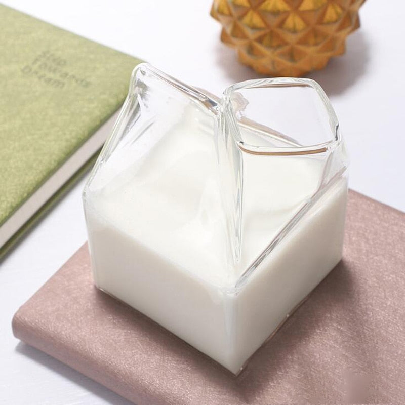 Glass milk carton glass or jug