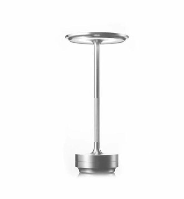 Disk top touch lamp in silver