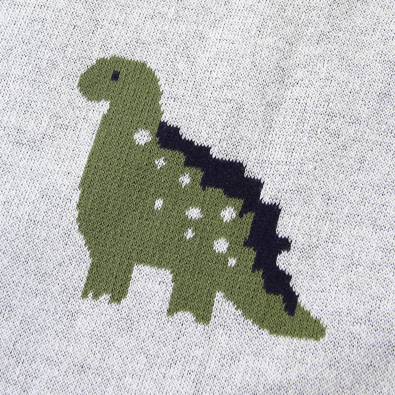 Cotton knit dinosaur blanket