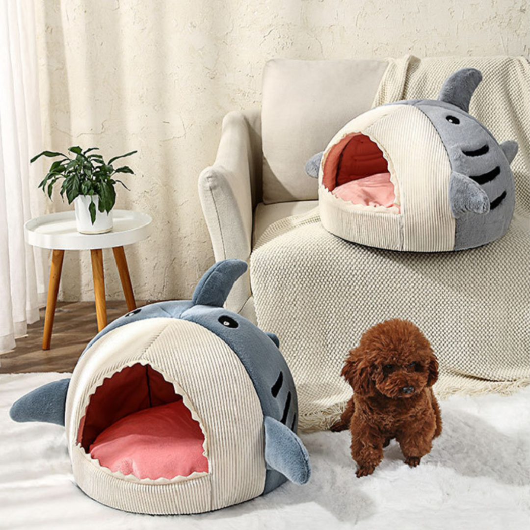 Pet cat dog bed, shark, 2 colours