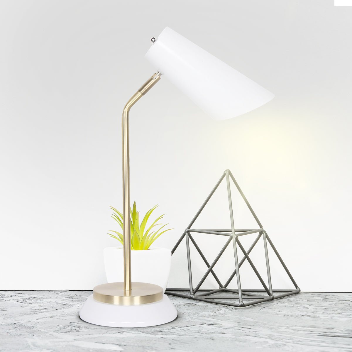 Electric Reading Light Table Lamp Brass Finish - White-6