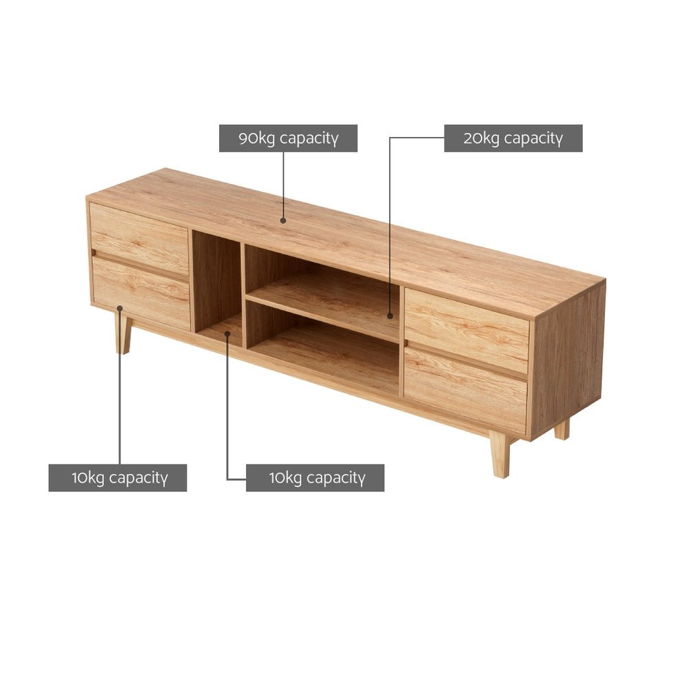 180cm Wooden Lowline TV Cabinet Entertainment Unit Stand with Storage Drawer and Shelf-5