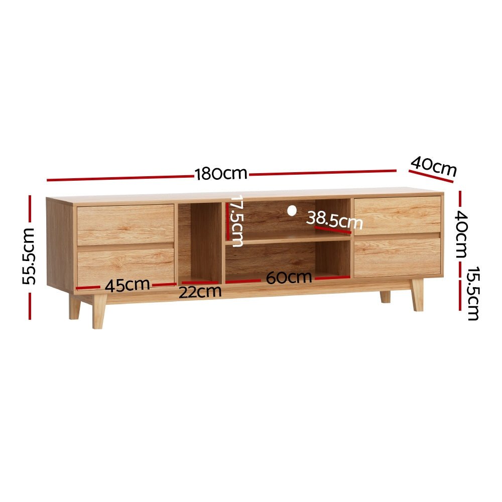 180cm Wooden Lowline TV Cabinet Entertainment Unit Stand with Storage Drawer and Shelf-2