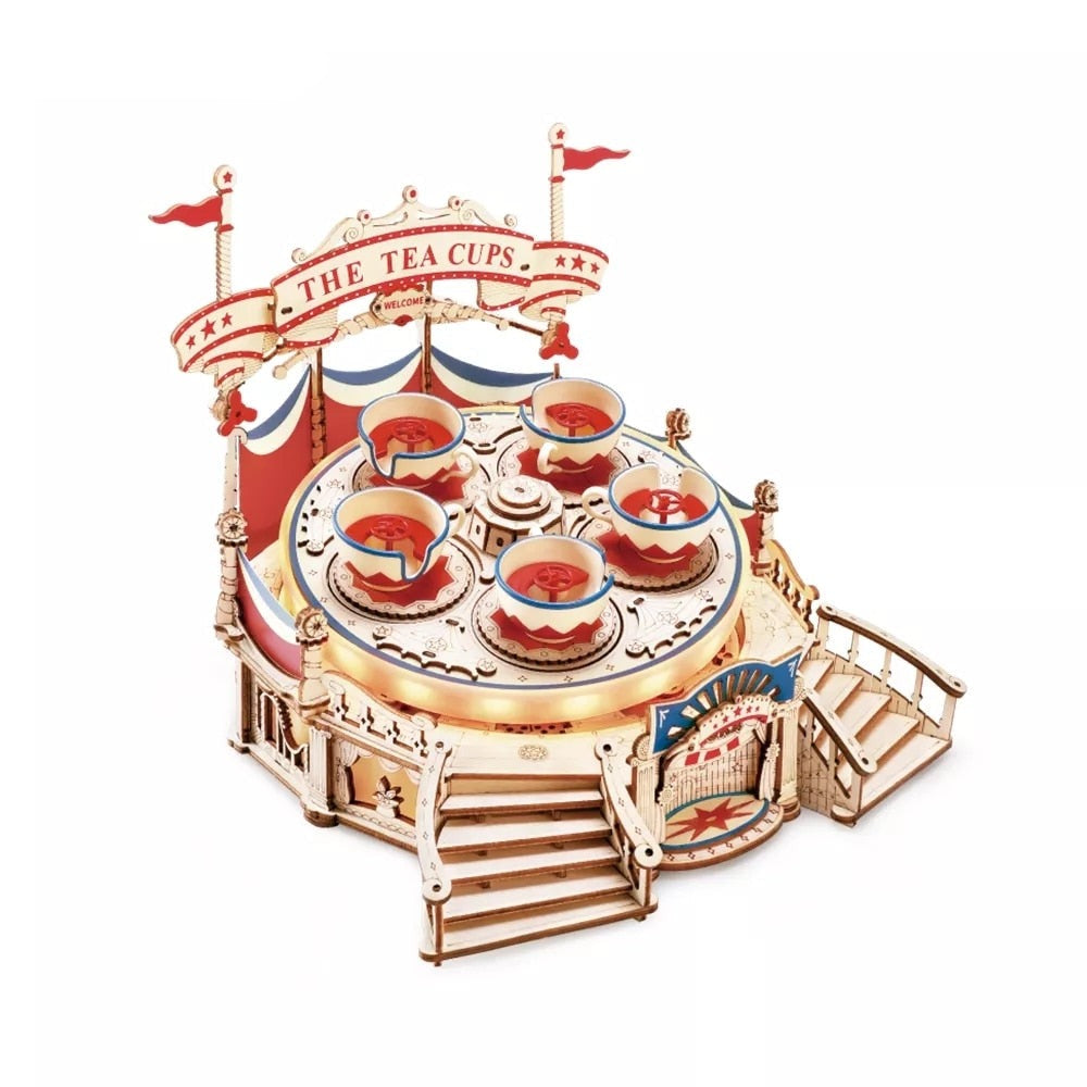 Tea cup carnival ride 3D wooden puzzle toy