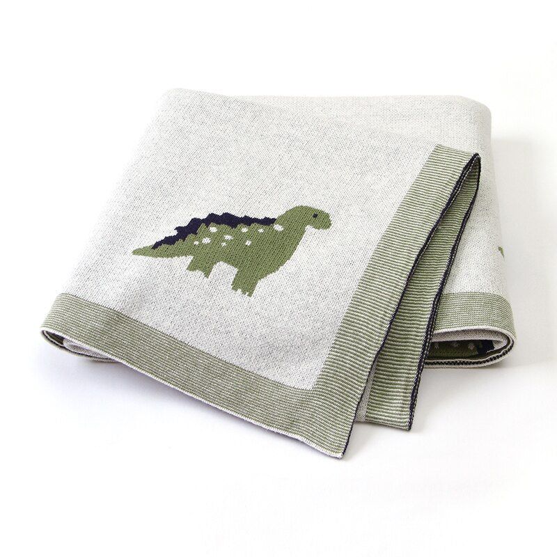 Cotton knit dinosaur blanket