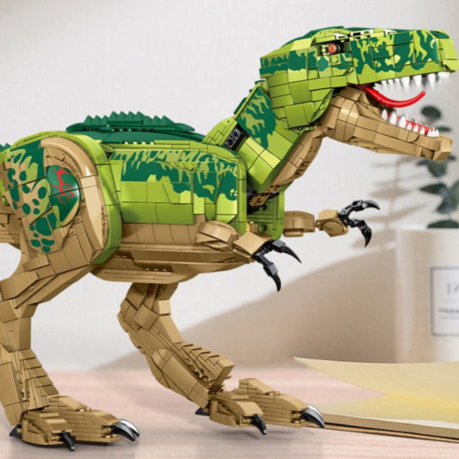 Green tyrannosaurus rex dinosaur puzzle completed