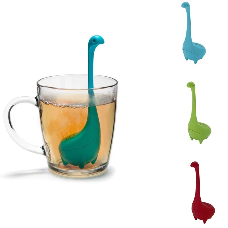 Blue green red Nessie tea strainer