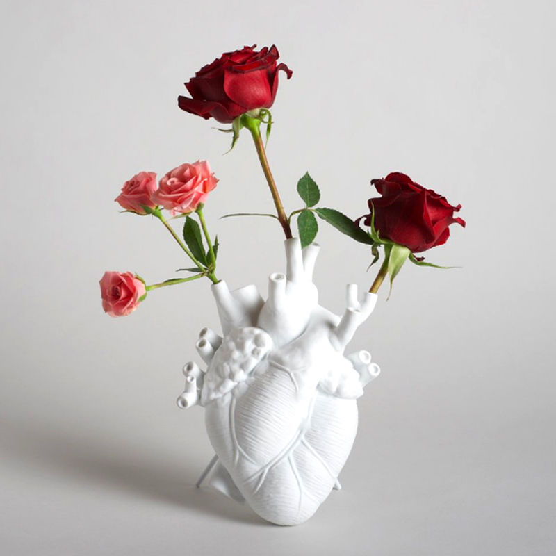 Vase | white anatomical heart resin, available in 2 sizes