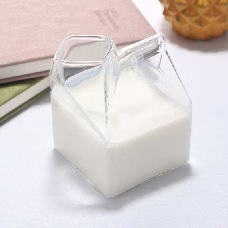 Glass milk carton glass or jug